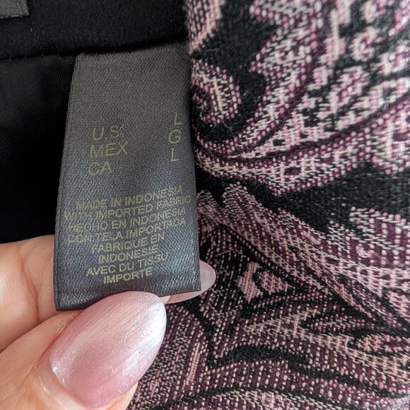 Liz Claiborne Purple Paisley Jacquard Blazer Snap Buttons Size Large Brocade - Picture 7 of 15
